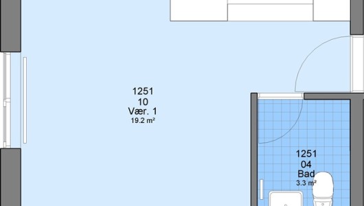 Værelse 1 værelse på 34 m2