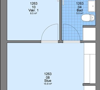 Værelse 1 værelse på 37 m2