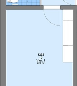 Værelse 1 værelse på 43 m2