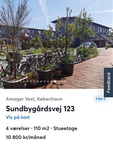 Lejlighed 2 værelser leje ud i rækkehus med stue, køkkenalrum og have