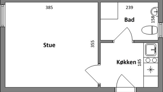 Lejlighed Ungdomsbolig på 35 m2 til 2.552 kr.
