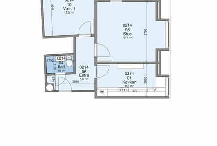 Lejlighed 3 værelses lejlighed på 56 m2 Lejlighed 3 værelses lejlighed på 56 m2
