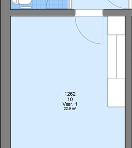 Værelse 1 værelse på 43 m2 Værelse 1 værelse på 43 m2