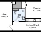 Lejlighed Central 2 værelses Penthouse lejlighed