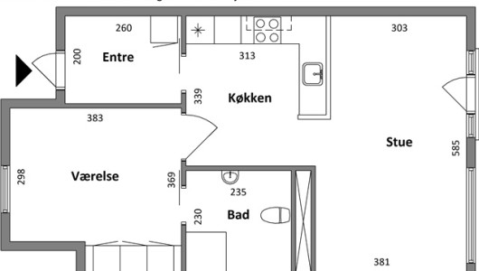 Lejlighed Danmarksgade, 76 m2, 2 værelser, 7.179 kr.